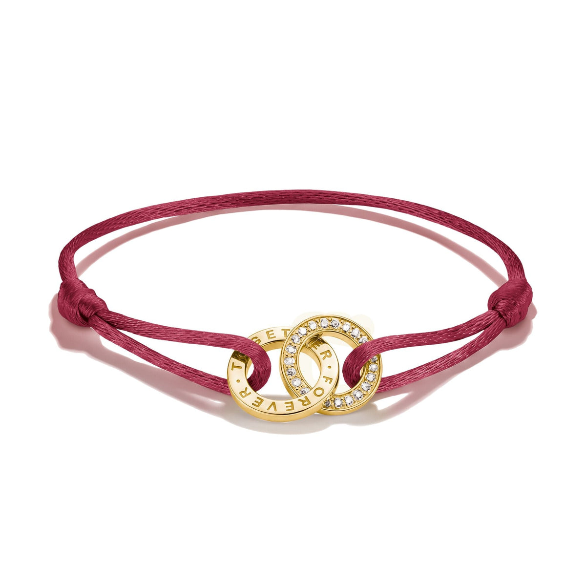 Textile bracelet Together red with zirconia