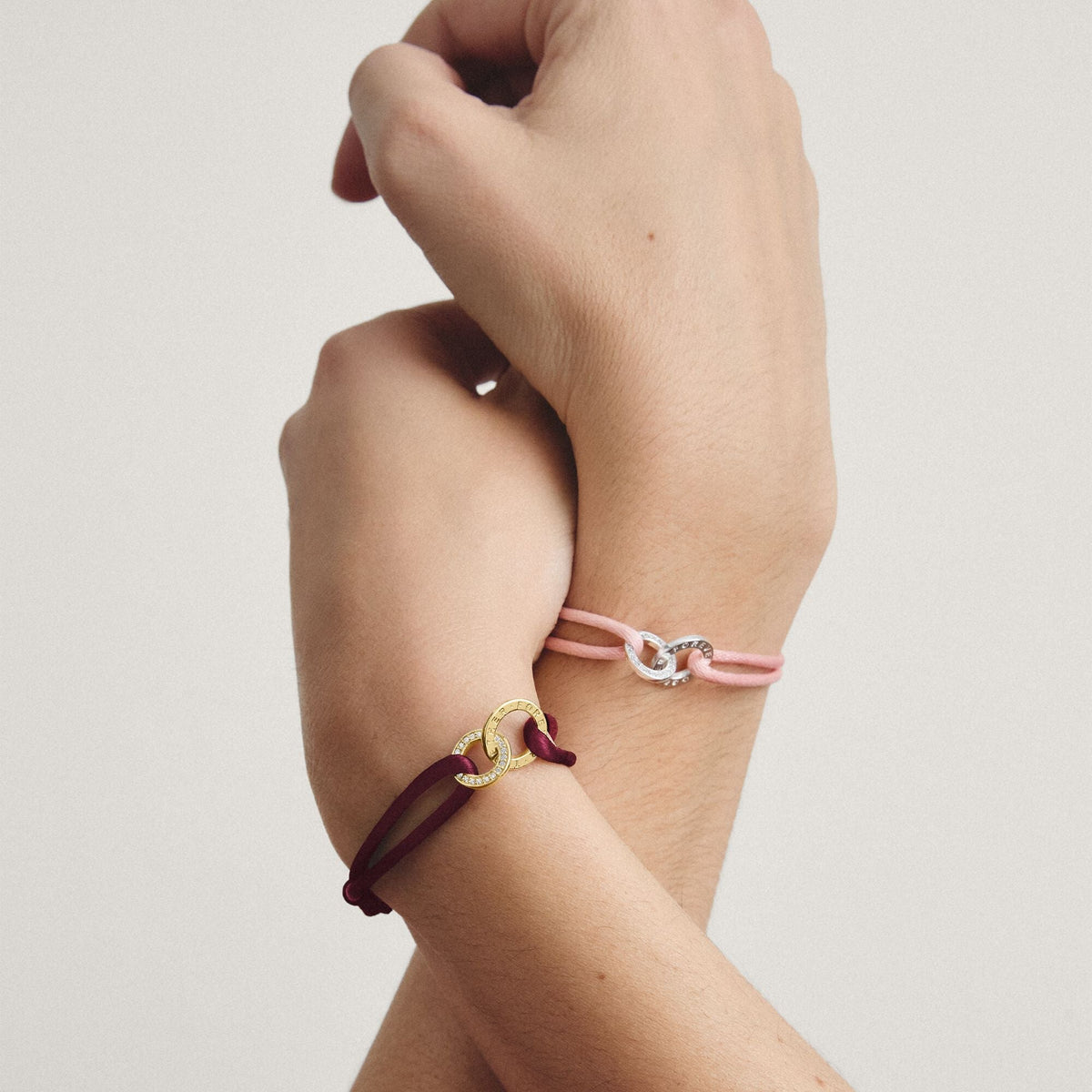 Textile bracelet Together red with zirconia