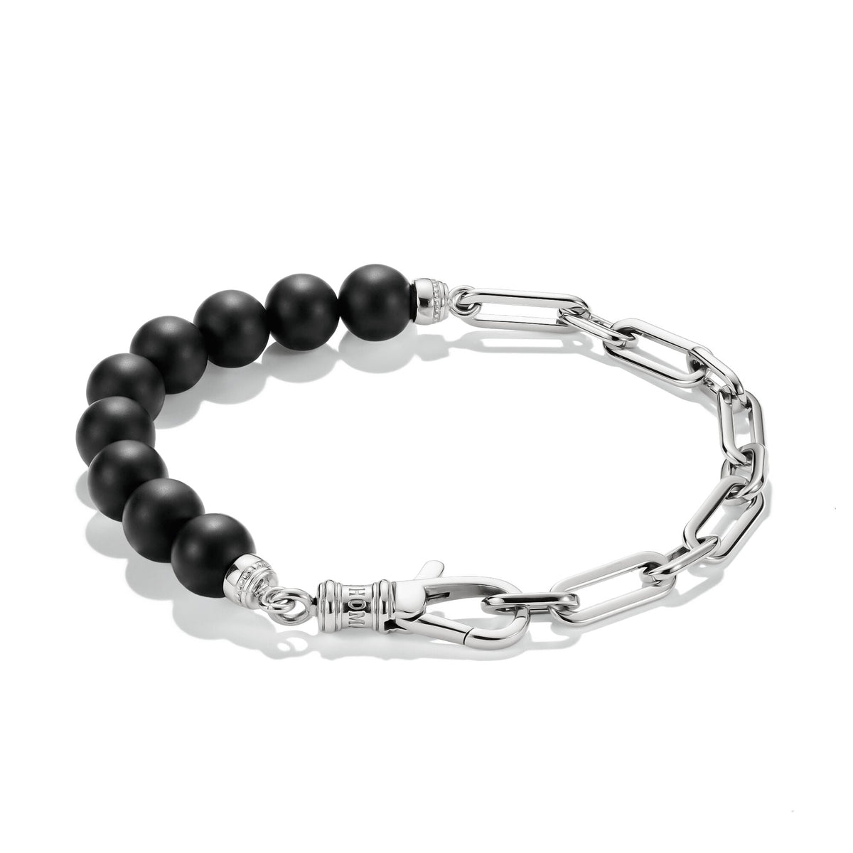 Stainless Steel Obsidian Bead Bracelet