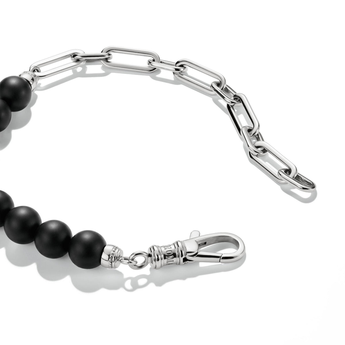 Stainless Steel Obsidian Bead Bracelet