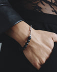 Stainless Steel Obsidian Bead Bracelet
