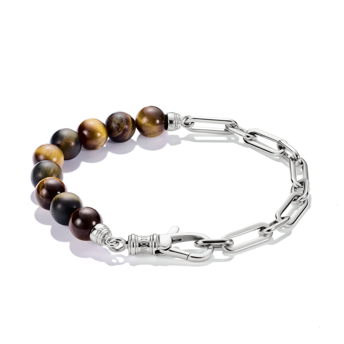 Stainless Steel Tiger's Eye Bead Bracelet