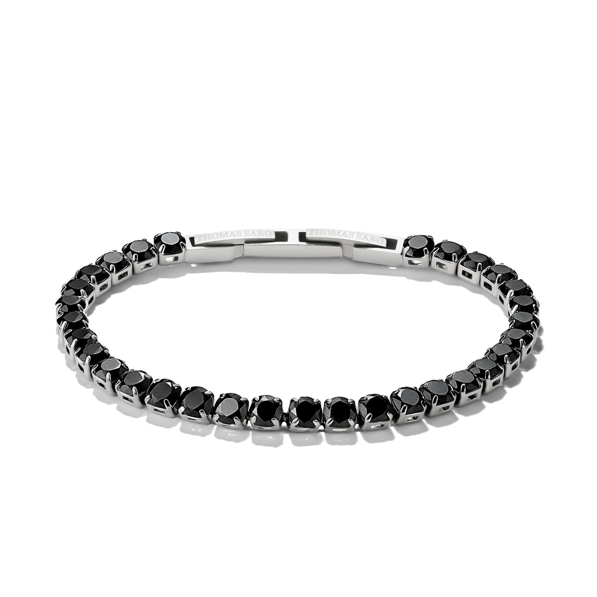 Stainless Steel Tennis Bracelet with Black Zirconia