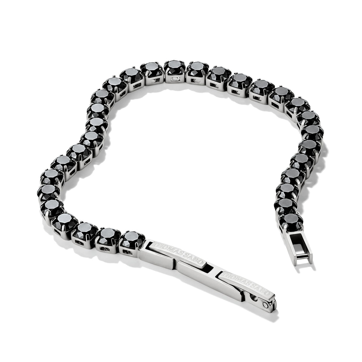 Stainless Steel Tennis Bracelet with Black Zirconia