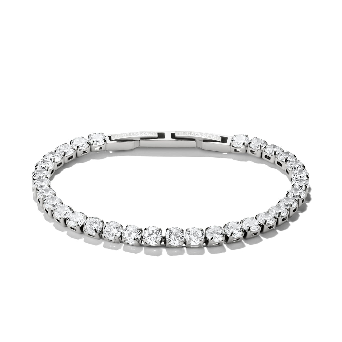 Stainless Steel Tennis Bracelet with White Zirconia