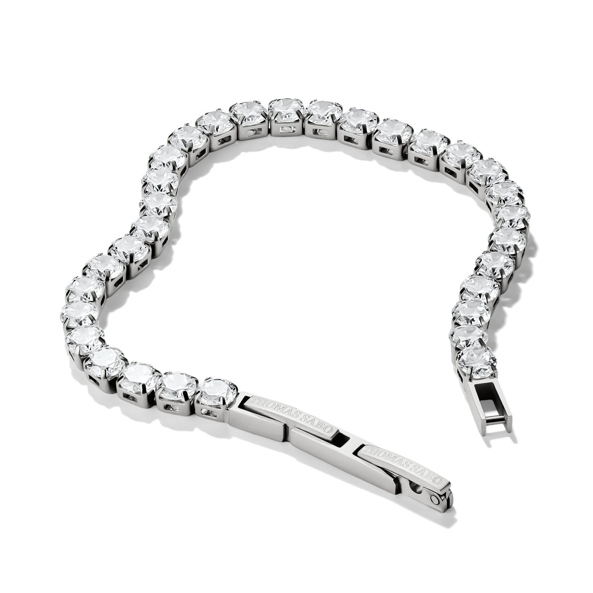 Stainless Steel Tennis Bracelet with White Zirconia