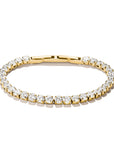 Gold-Tone Stainless Steel Tennis Bracelet with White Zirconia
