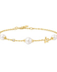 Ania Haie Gold Pearl and Star Station Bracelet