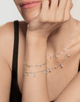 Silver Bezel-Set Droplet Station Bracelet