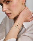 Gold Bezel Amazonite Organic Dome Pebble Bracelet