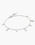 Silver Bezel-Set Teardrop Dangle Station Bracelet