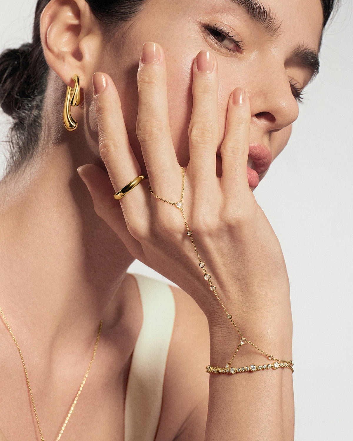 Gold Sculptural Arc Hoop Earrings