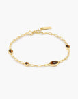 Gold Bezel Tiger's Eye Organic Dome Pebble Station Bracelet