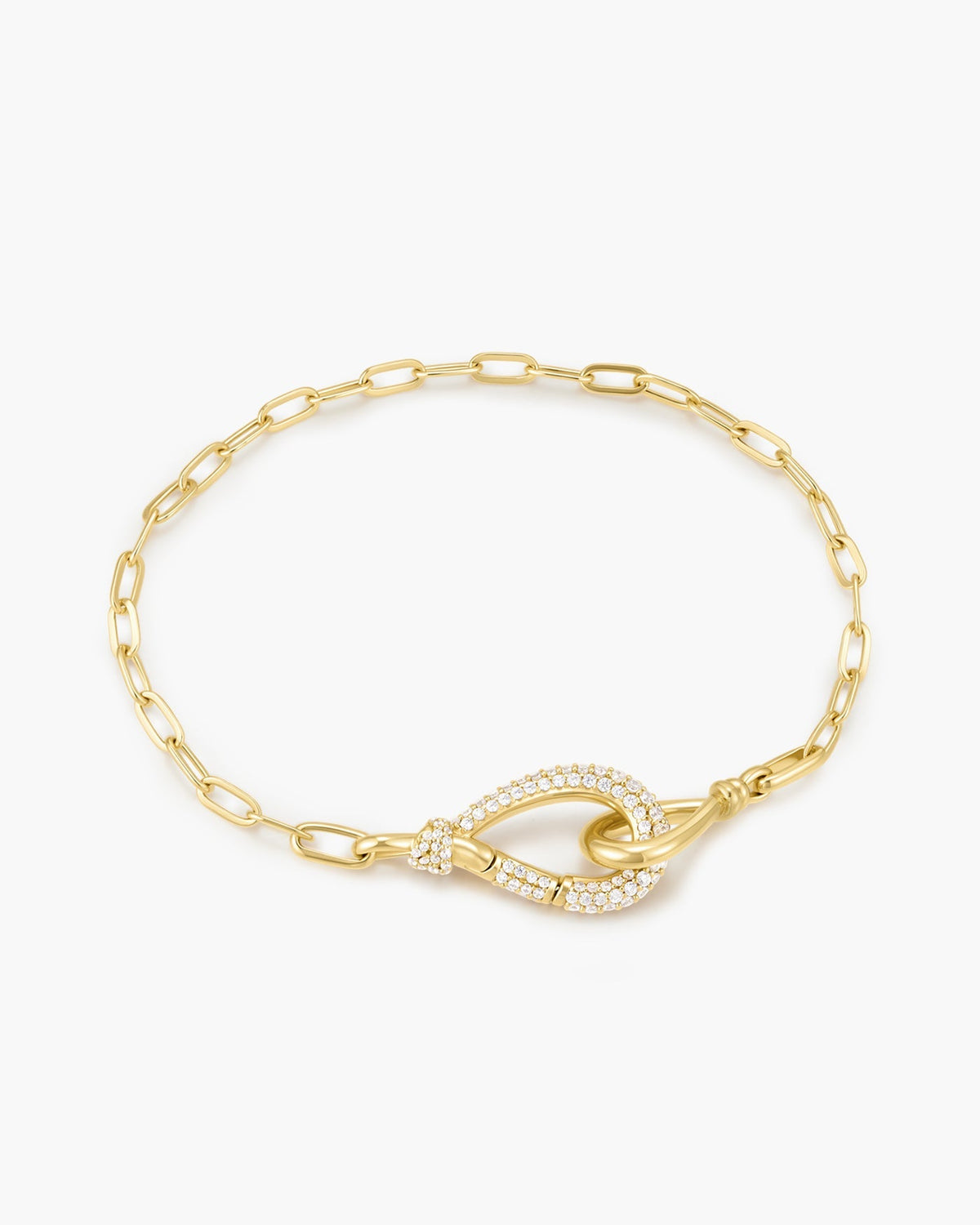 Gold Interlocked Pave &amp; Polished Knot Bracelet