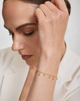 Gold Polished Teardrop Dangle Station Bracelet
