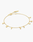 Gold Polished Teardrop Dangle Station Bracelet