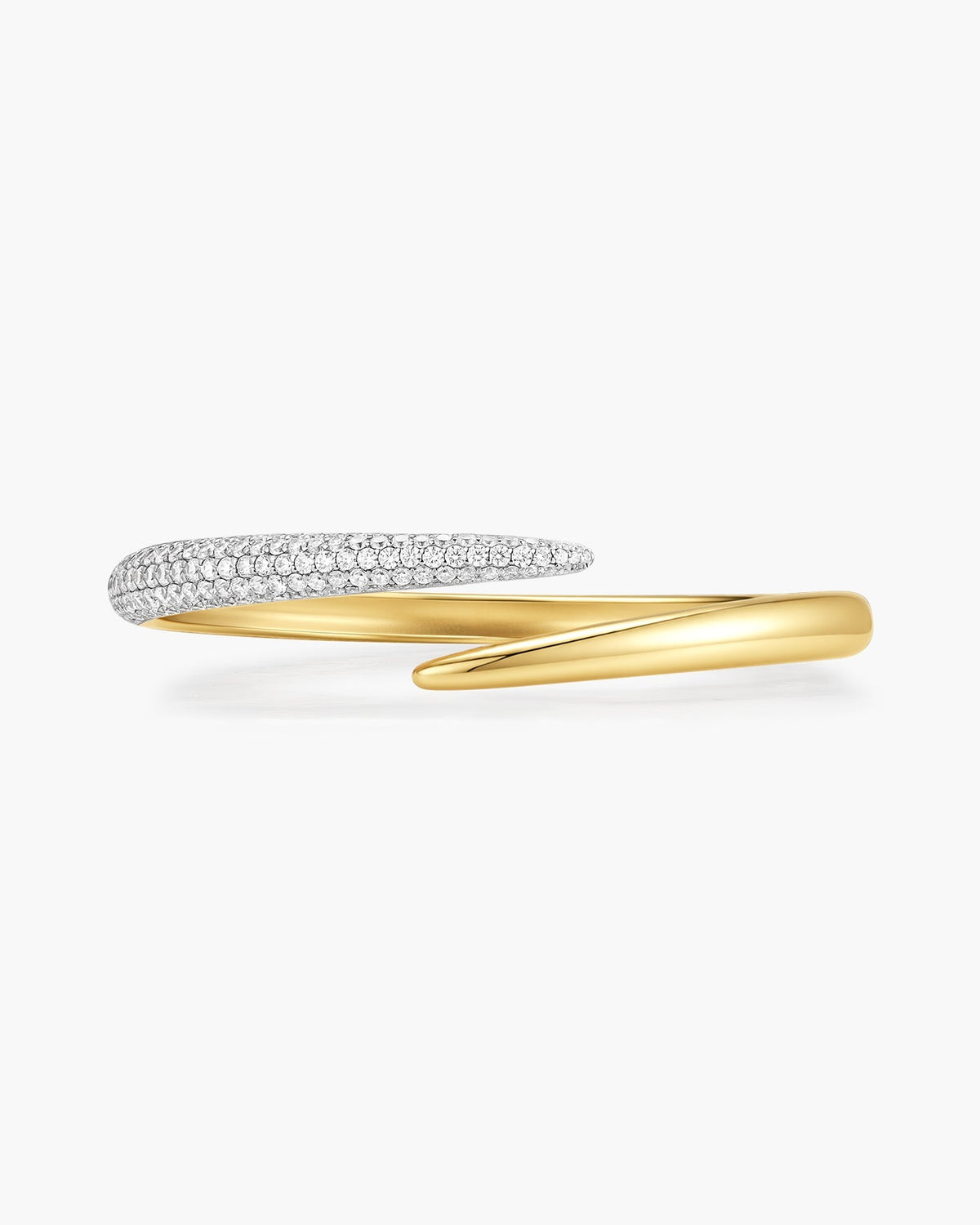 Gold Spiral Half Pave &amp; Polish Cuff Bracelet
