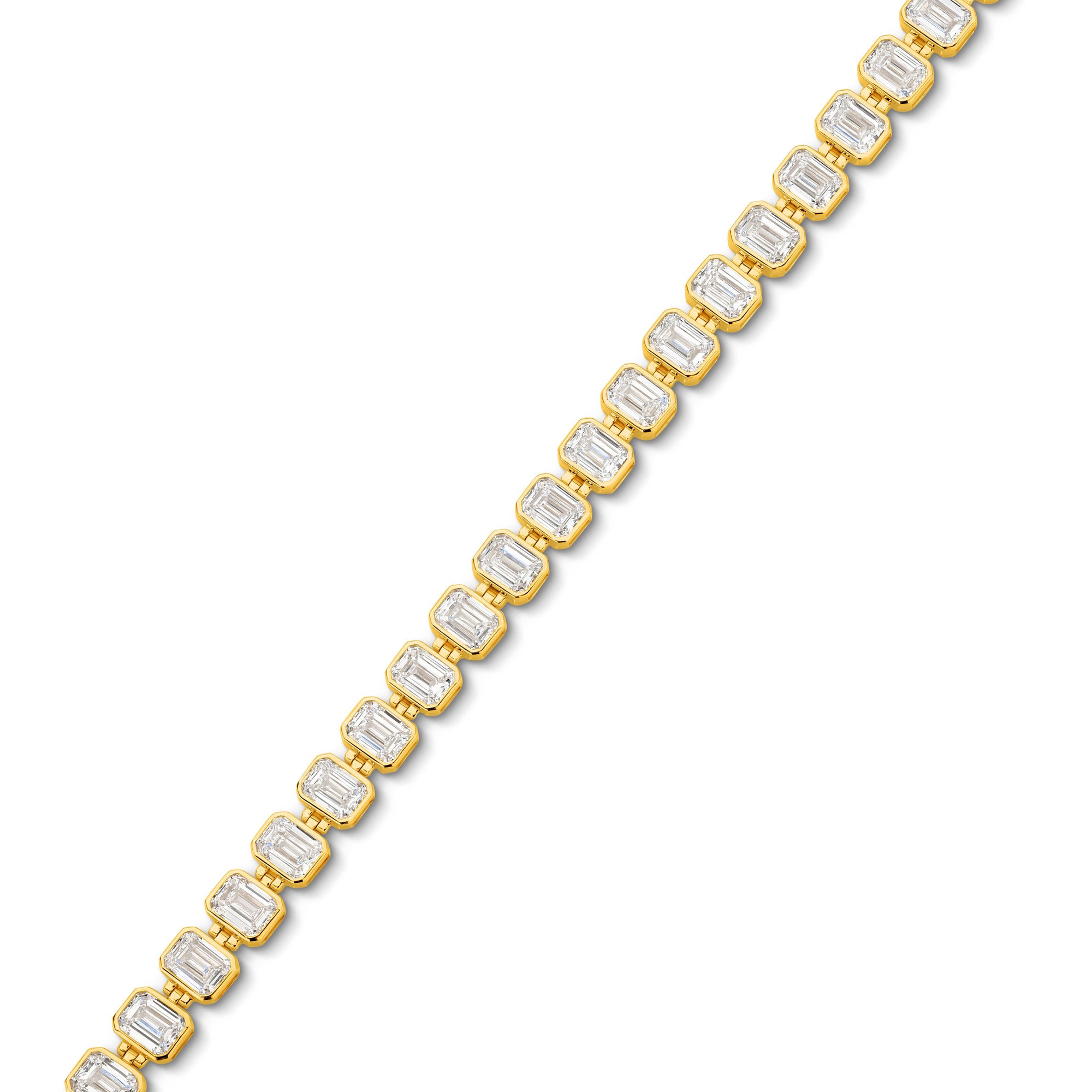 21CT TDW EMERALD CUT DIAMOND TENNIS BRACELET - 9CT GOLD