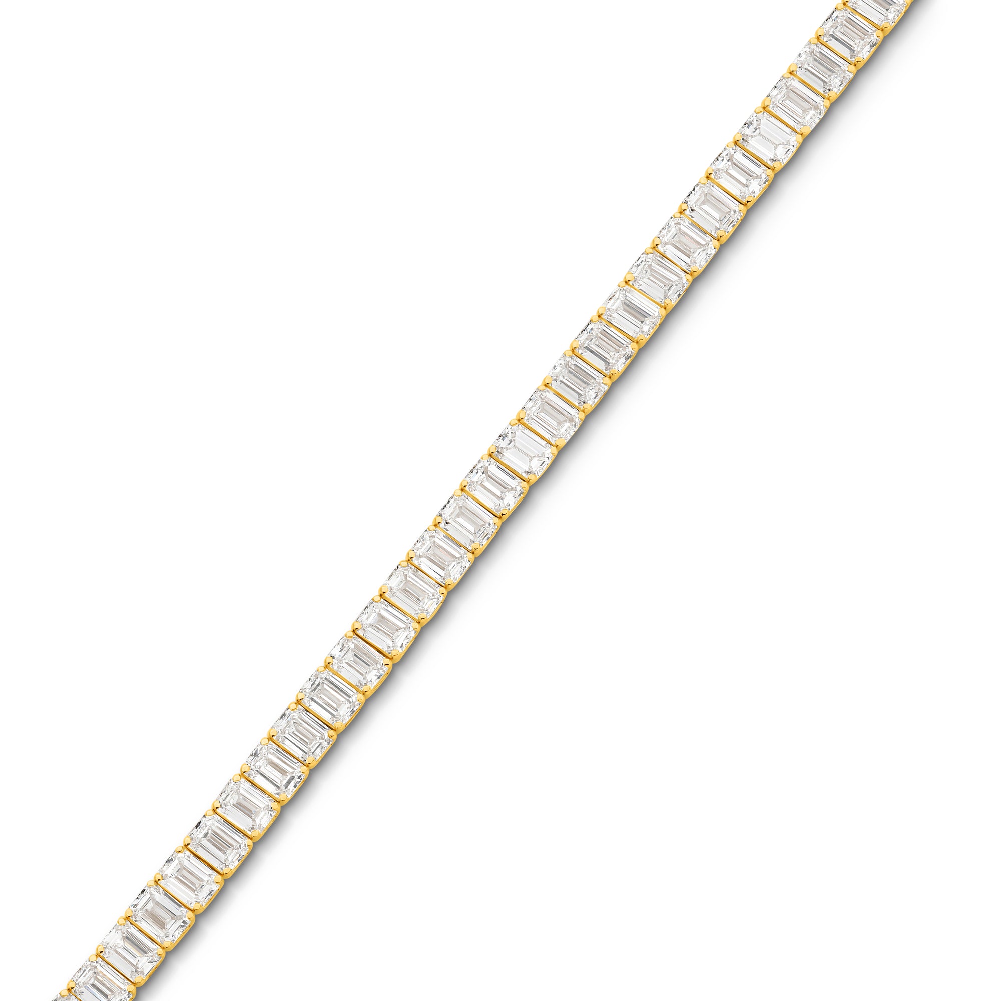 15CT BEZEL EMERALD CUT DIAMOND TENNIS BRACELET - 9CT GOLD