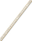 15CT BEZEL EMERALD CUT DIAMOND TENNIS BRACELET - 9CT GOLD