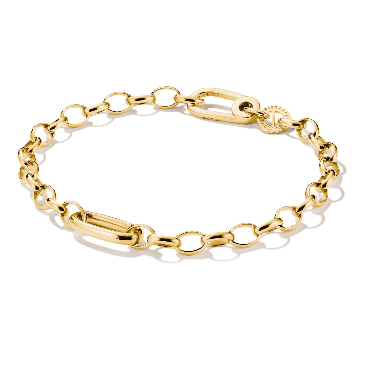 Gold-Tone Stainless Steel Charm Club Bracelet with Connect Link