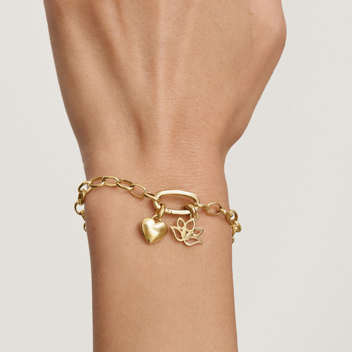 Gold-Tone Stainless Steel Charm Club Bracelet with Connect Link