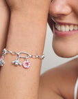Silver-Plated Charm Club Bracelet with 3 Connect Links