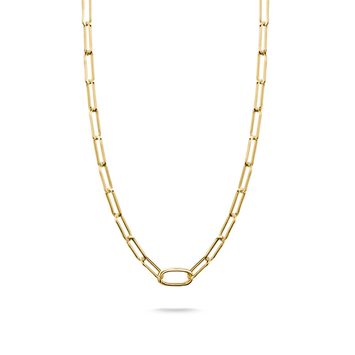 Gold-Tone Stainless Steel Charm Club Paperclip Necklace