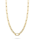 Gold-Tone Stainless Steel Charm Club Paperclip Necklace