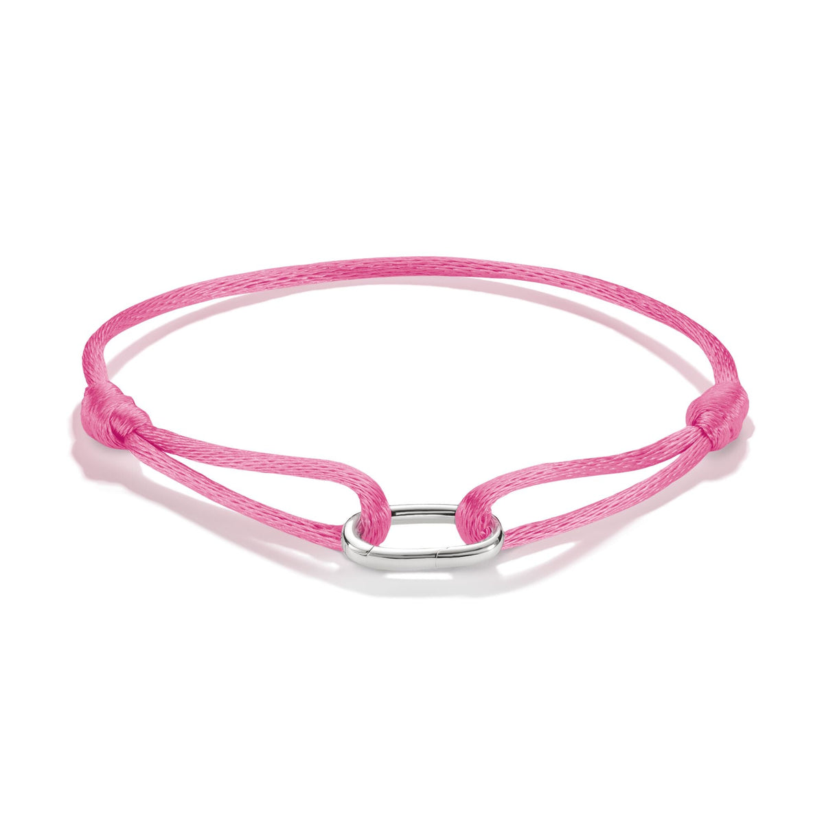 Pink Textile Charm Club Bracelet with Silver-Plated Clasp