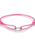 Pink Textile Charm Club Bracelet with Silver-Plated Clasp