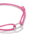 Pink Textile Charm Club Bracelet with Silver-Plated Clasp