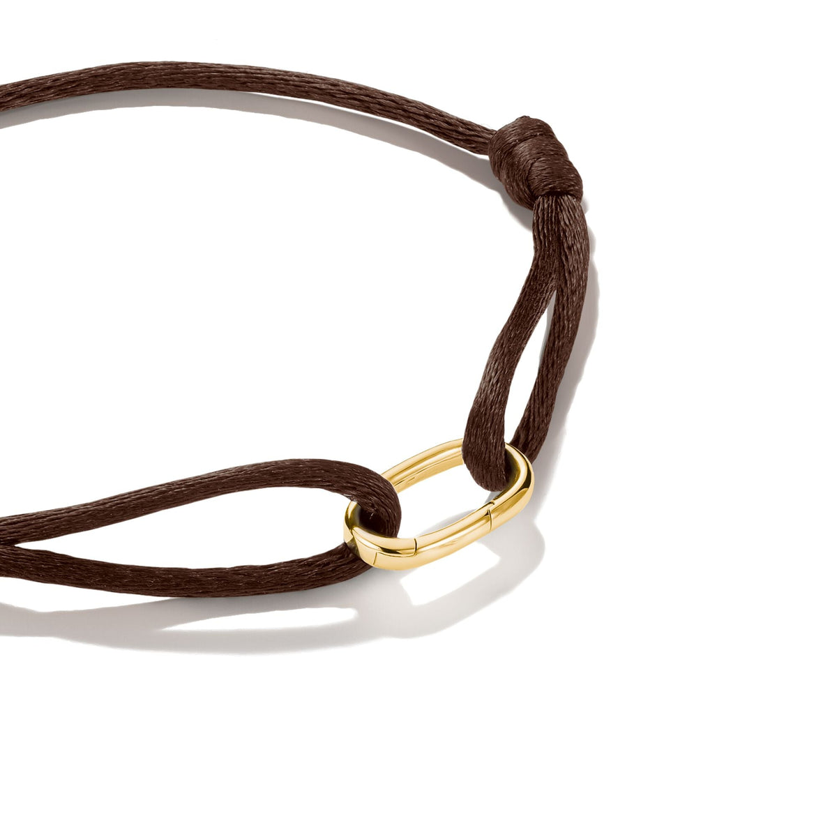 Brown Textile Charm Club Bracelet with Gold-Tone Clasp