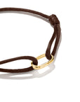 Brown Textile Charm Club Bracelet with Gold-Tone Clasp