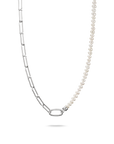 THOMAS SABO Connect Charm Necklace Paperclip with Pearls Silver