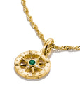 Gold-Plated Compass Charm with Green Nano Crystal