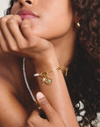 Gold-Plated Compass Charm with Green Nano Crystal