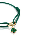 Gold-Plated Four-Leaf Clover Charm with Green Heart-Cut Stones