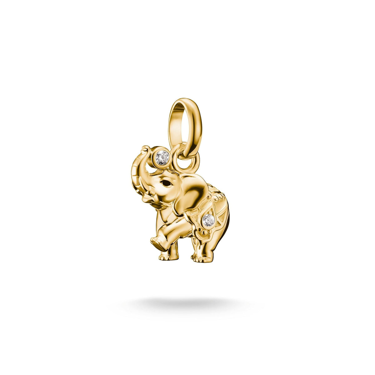 Gold-Plated Elephant Charm with White Zirconia