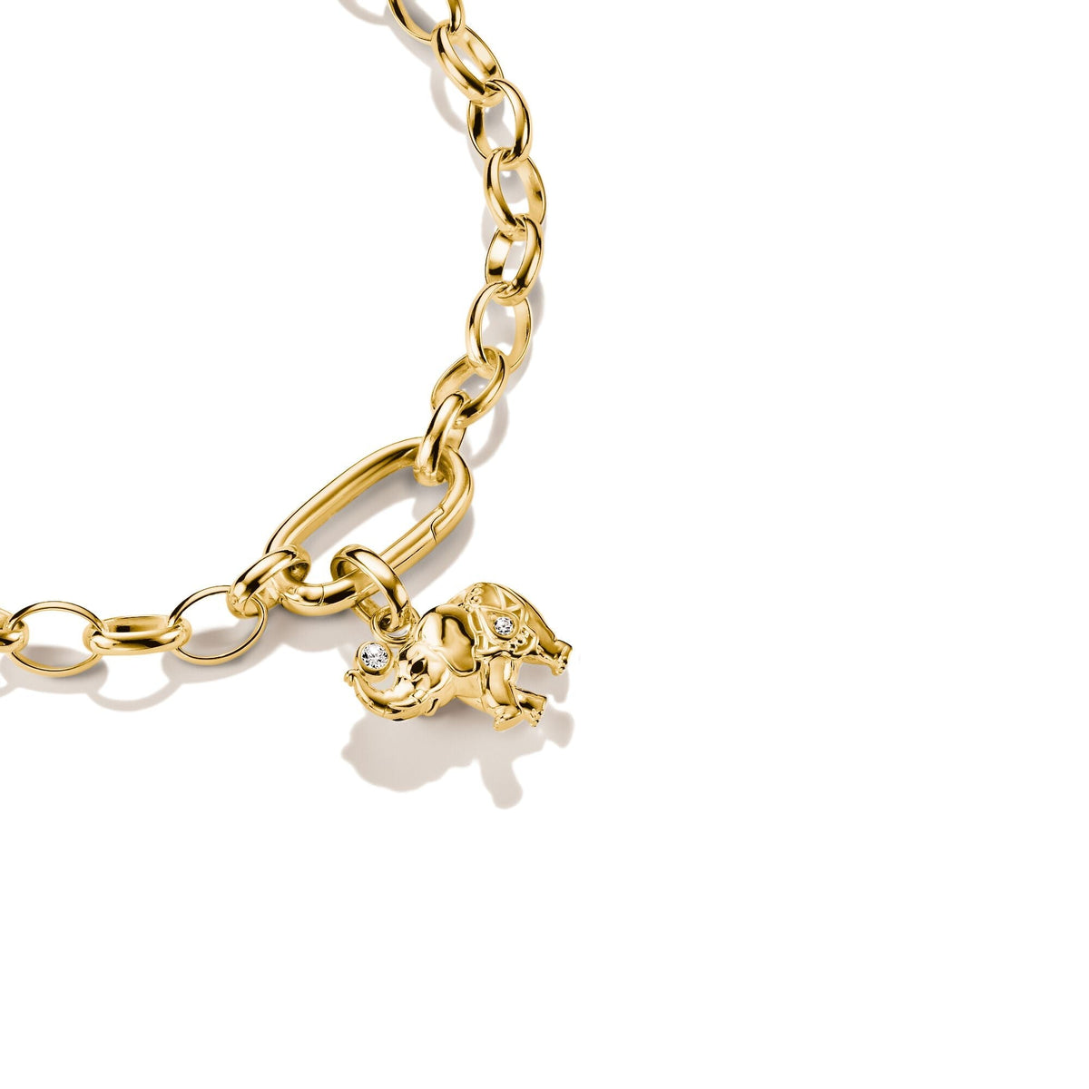 Gold-Plated Elephant Charm with White Zirconia