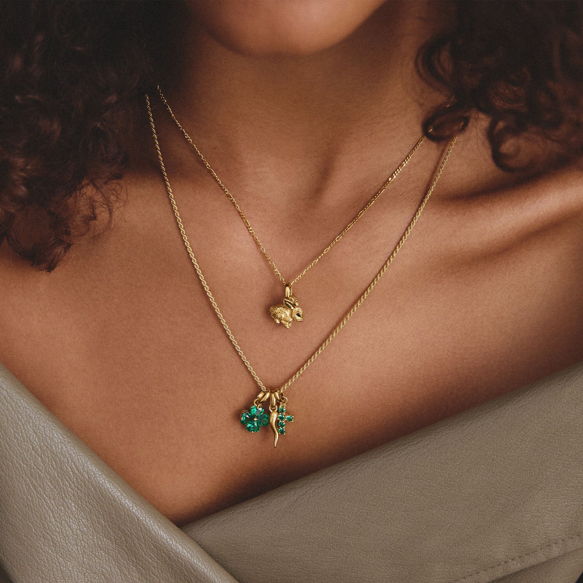 Gold-Plated Rabbit Charm with Enamel