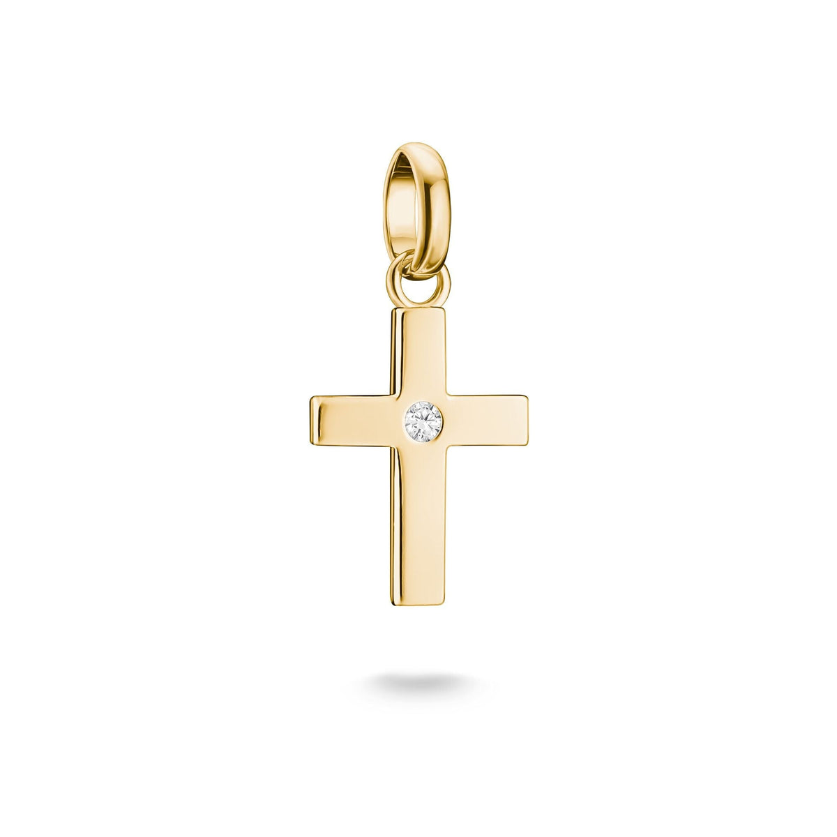 Gold-Plated Cross Charm with Zirconia Centre Stone