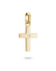 Gold-Plated Cross Charm with Zirconia Centre Stone