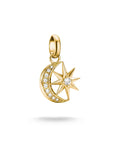 Gold-Plated Moon and Star Charm with White Zirconia