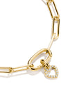 Gold-Plated Open Heart Charm with White Zirconia