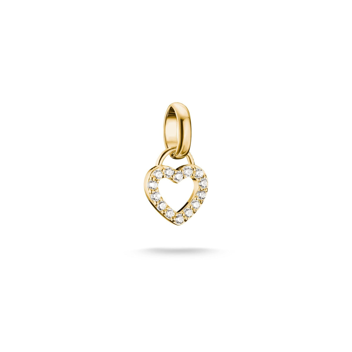 Gold-Plated Open Heart Charm with White Zirconia