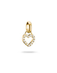 Gold-Plated Open Heart Charm with White Zirconia