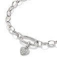 Silver-Plated Heart Charm with Prong-Set White Zirconia