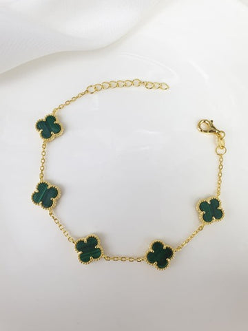 THE MULTI CLOVER BRACELET - MALACHITE