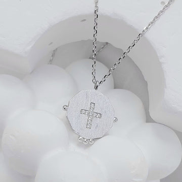 CROSS MEDALLION NECKLACE  - STERLING SILVER